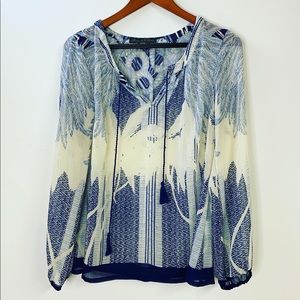 Womens Bohemian Rose & Olive Blue Shirt Size Small